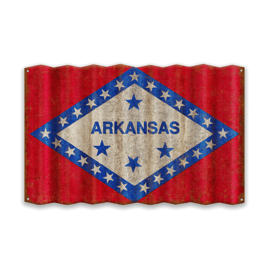 Arkansas State Flag - Corrugated Metal Wall Art