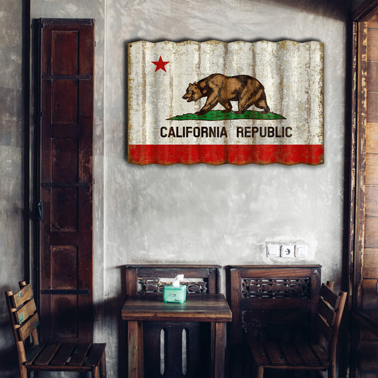 California State Flag - Corrugated Metal Wall Art