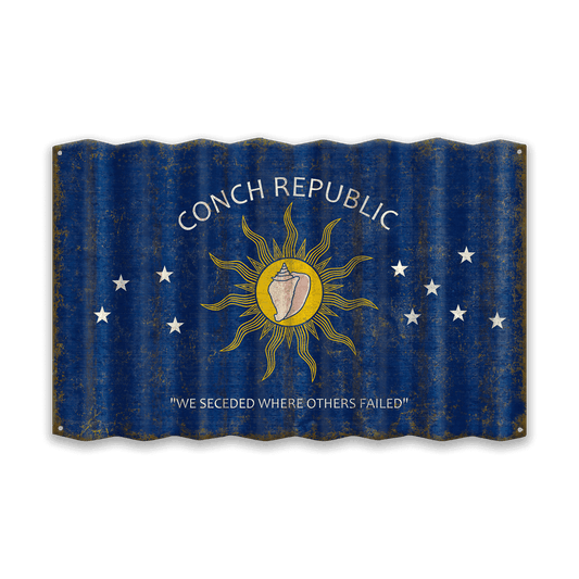 Conch Republic Flag - Corrugated Metal Wall Art