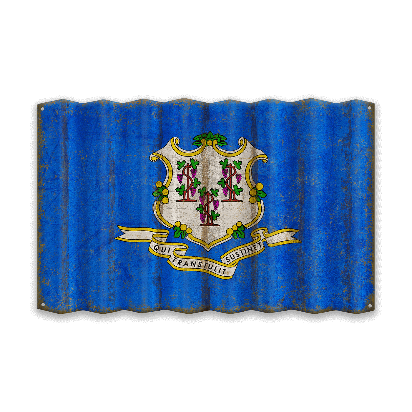 Connecticut State Flag - Corrugated Metal Wall Art