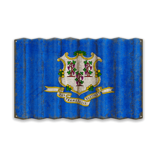 Connecticut State Flag - Corrugated Metal Wall Art