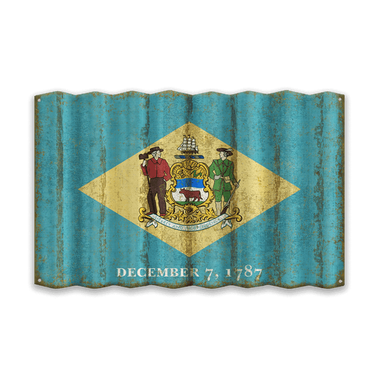 Delaware State Flag - Corrugated Metal Wall Art