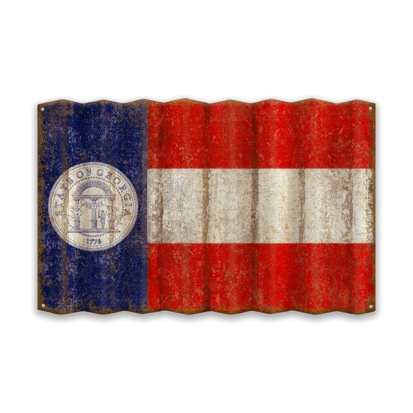 Georgia State Flag - Corrugated Metal Wall Art