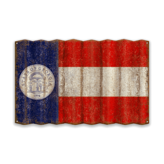 Georgia State Flag - Corrugated Metal Wall Art