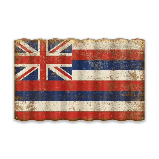 Hawaii State Flag - Corrugated Metal Wall Art