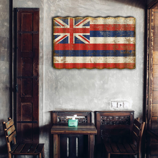 Hawaii State Flag - Corrugated Metal Wall Art