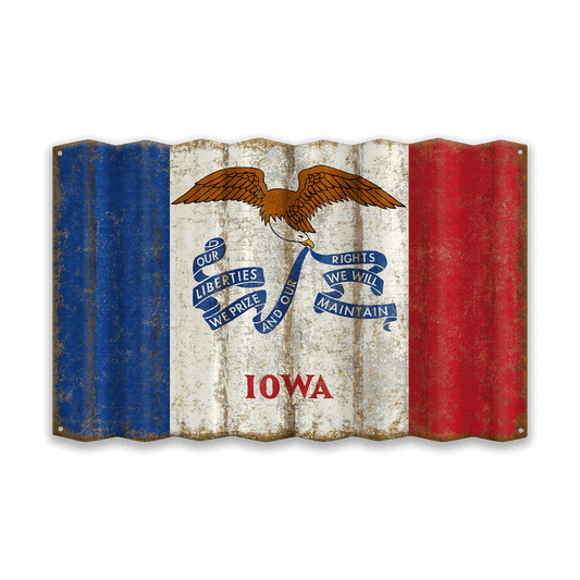 Iowa State Flag - Corrugated Metal Wall Art