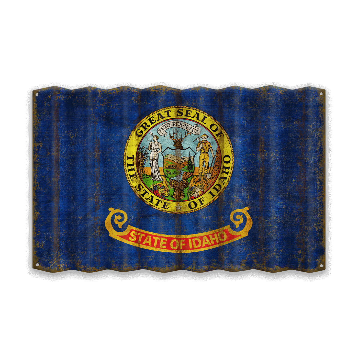 Idaho State Flag - Corrugated Metal Wall Art