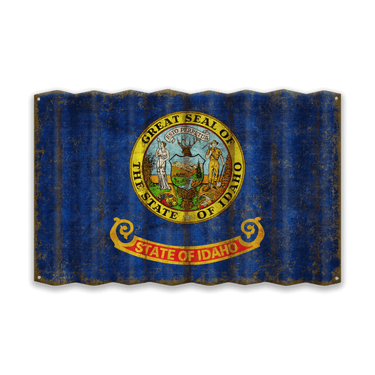 Idaho State Flag - Corrugated Metal Wall Art