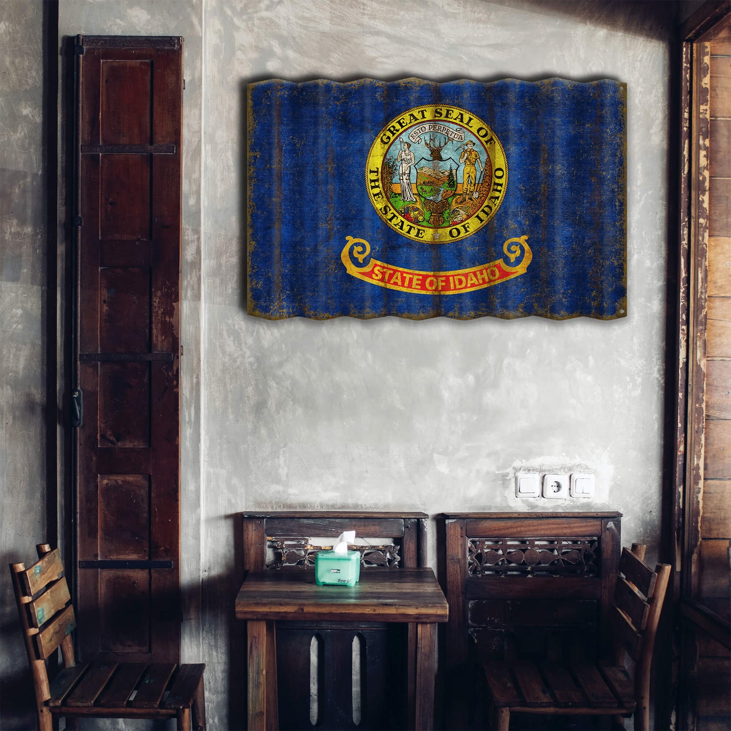 Idaho State Flag - Corrugated Metal Wall Art