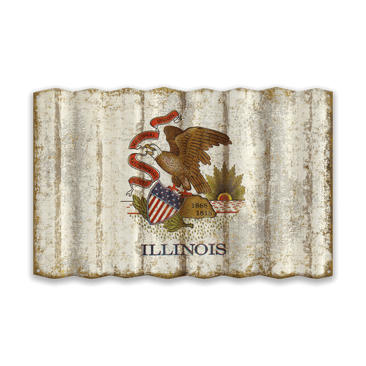 Illinois State Flag - Corrugated Metal Wall Art