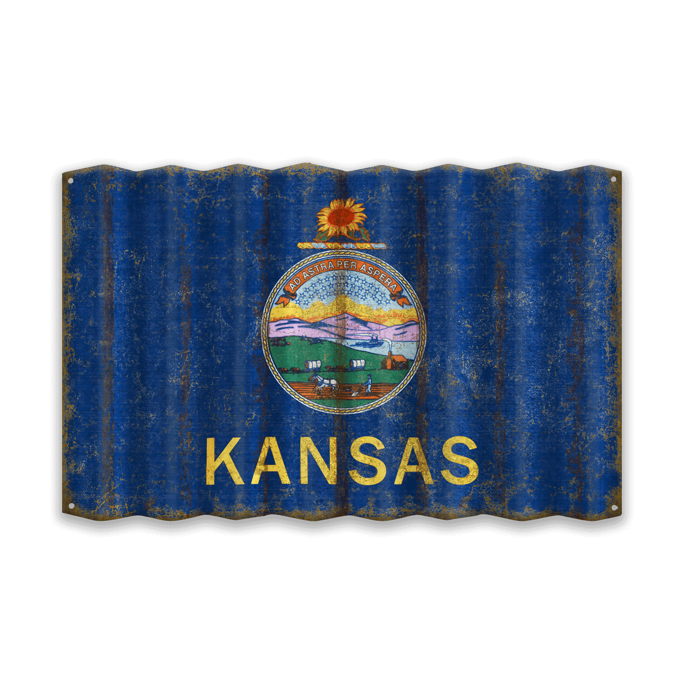 Kansas State Flag - Corrugated Metal Wall Art