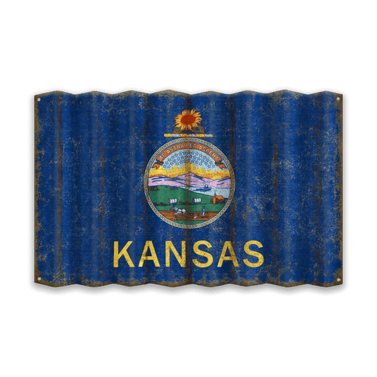 Kansas State Flag - Corrugated Metal Wall Art