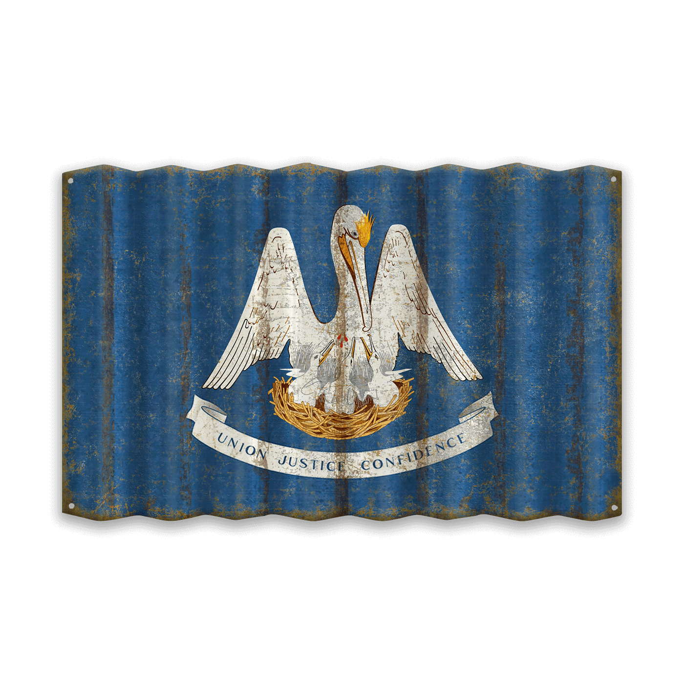 Louisiana State Flag - Corrugated Metal Wall Art