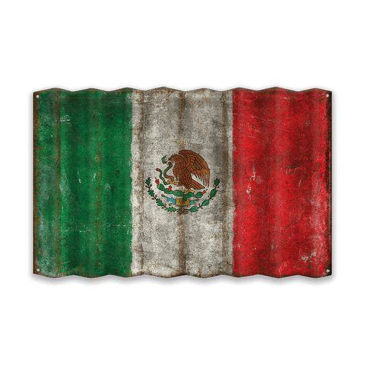 Mexican Flag - Corrugated Metal Wall Art