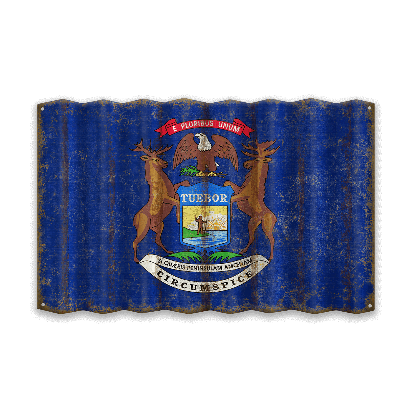Michigan State Flag - Corrugated Metal Wall Art