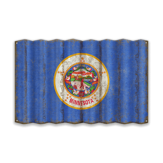 Minnesota State Flag - Corrugated Metal Wall Art