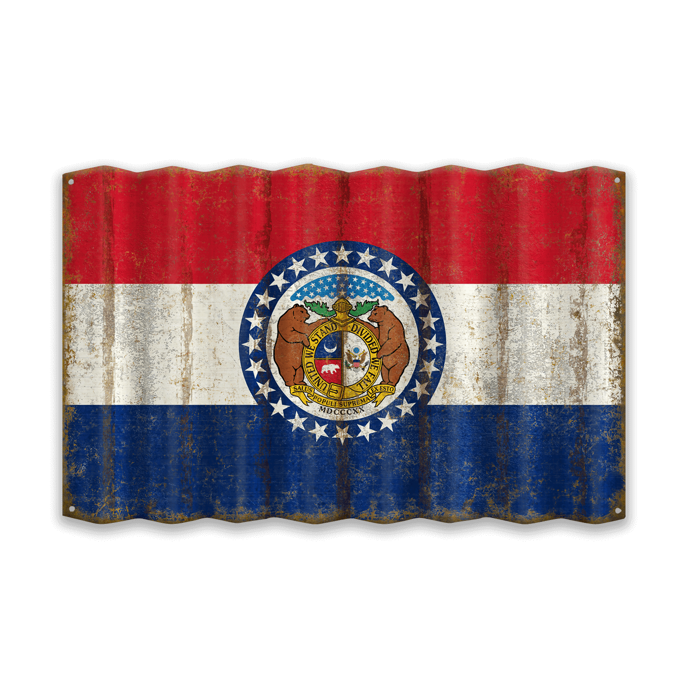 Missouri State Flag - Corrugated Metal Wall Art