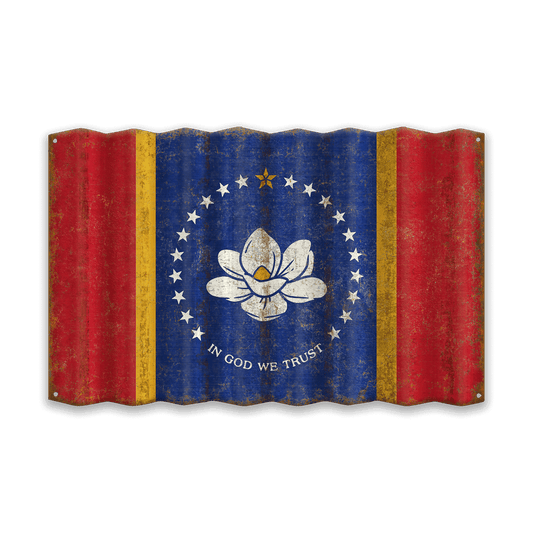 Mississippi State Flag - Corrugated Metal Wall Art