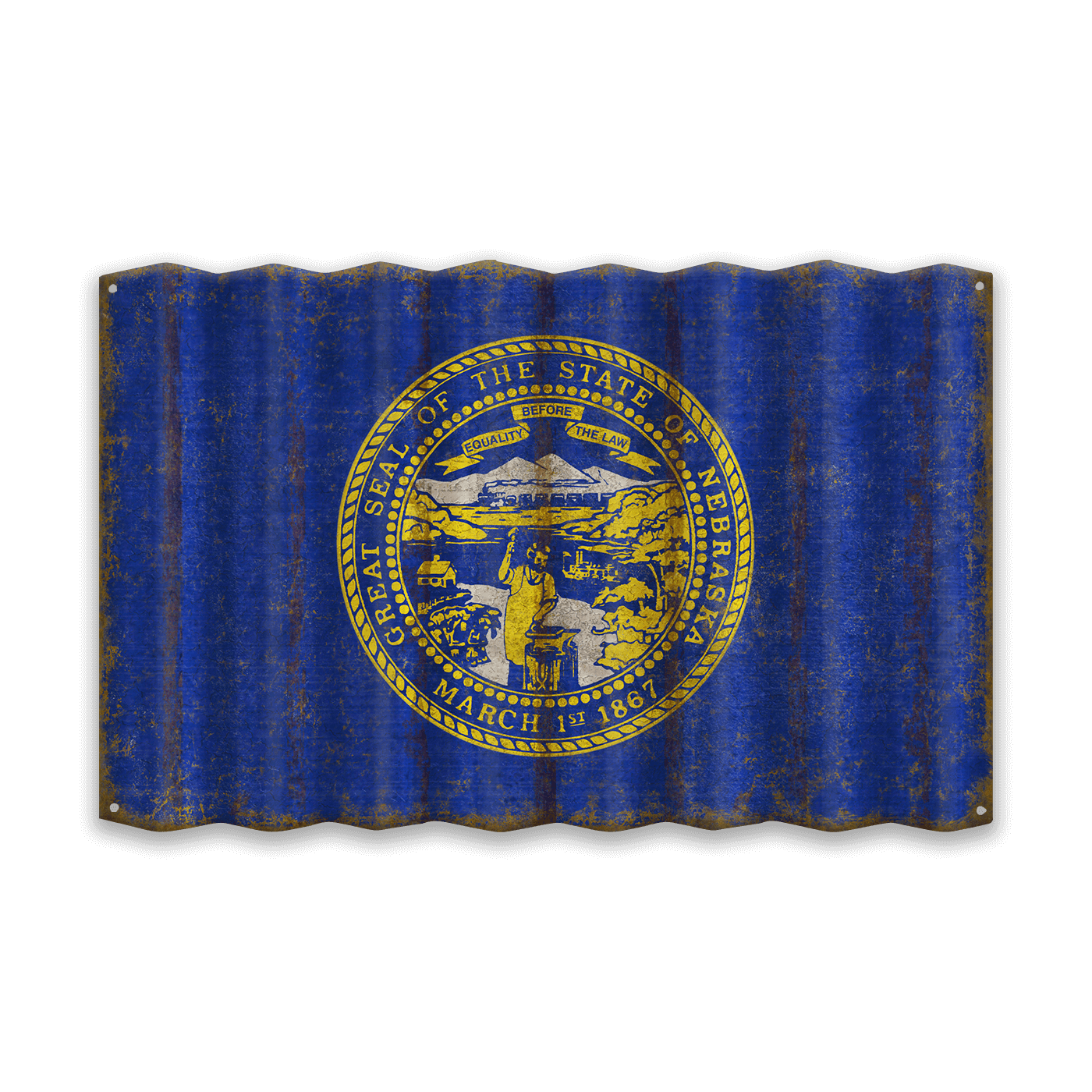 Nebraska State Flag - Corrugated Metal Wall Art