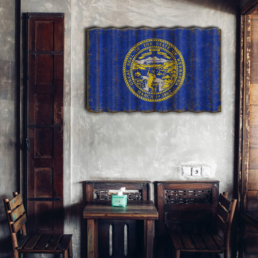 Nebraska State Flag - Corrugated Metal Wall Art
