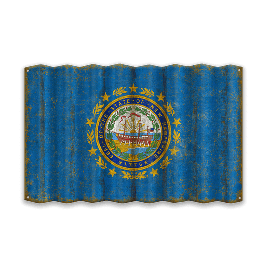 New Hampshire State Flag - Corrugated Metal Wall Art