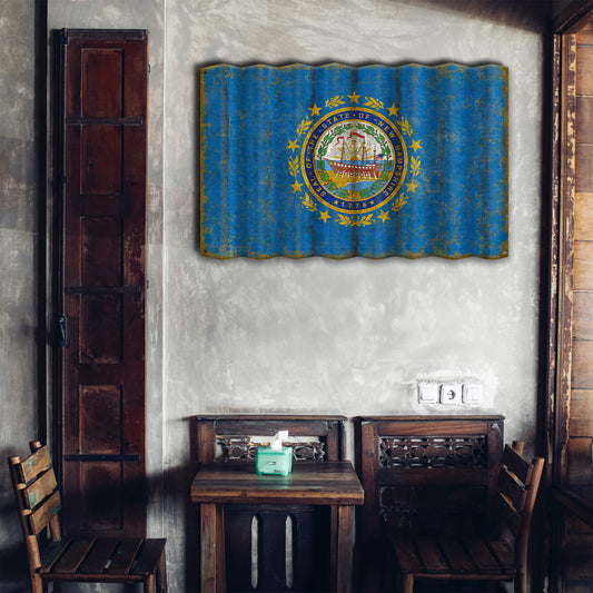 New Hampshire State Flag - Corrugated Metal Wall Art
