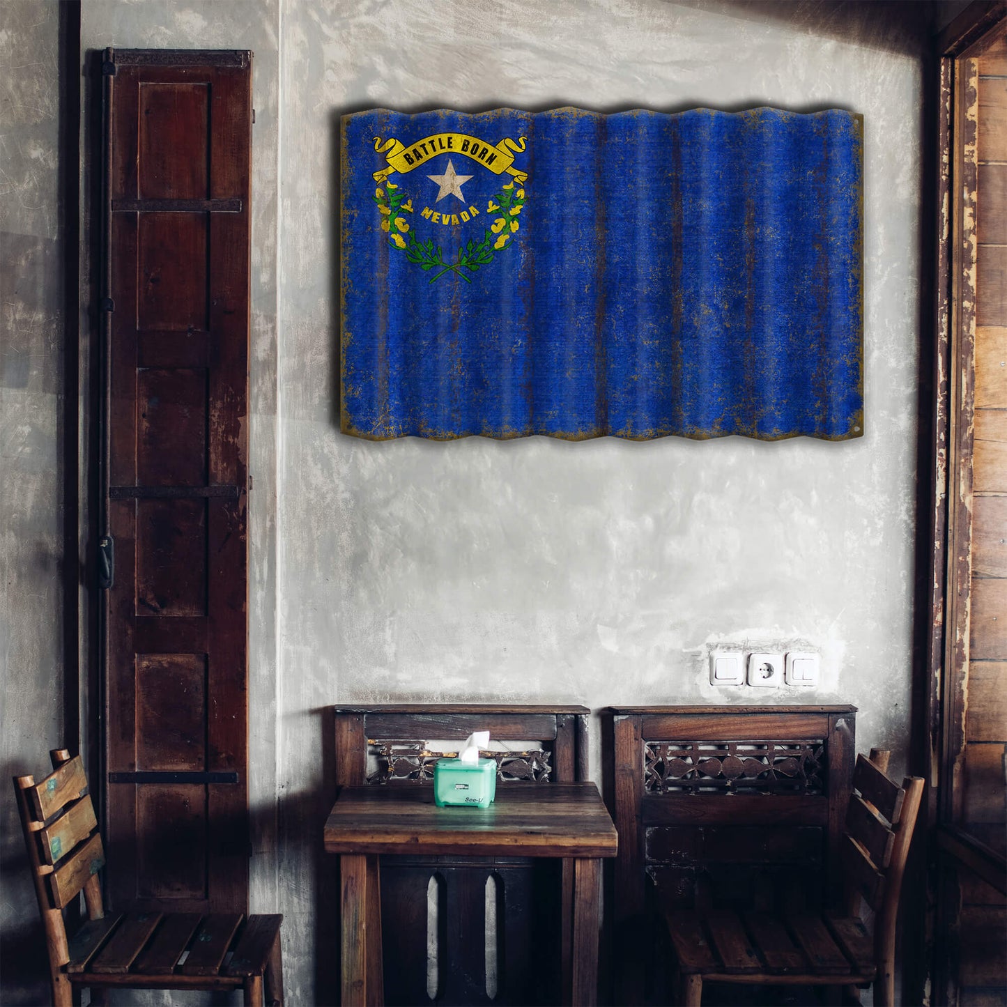Nevada State Flag - Corrugated Metal Wall Art