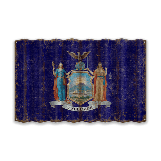 New York State Flag - Corrugated Metal Wall Art