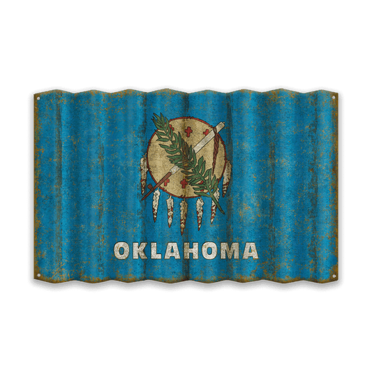 Oklahoma State Flag - Corrugated Metal Wall Art