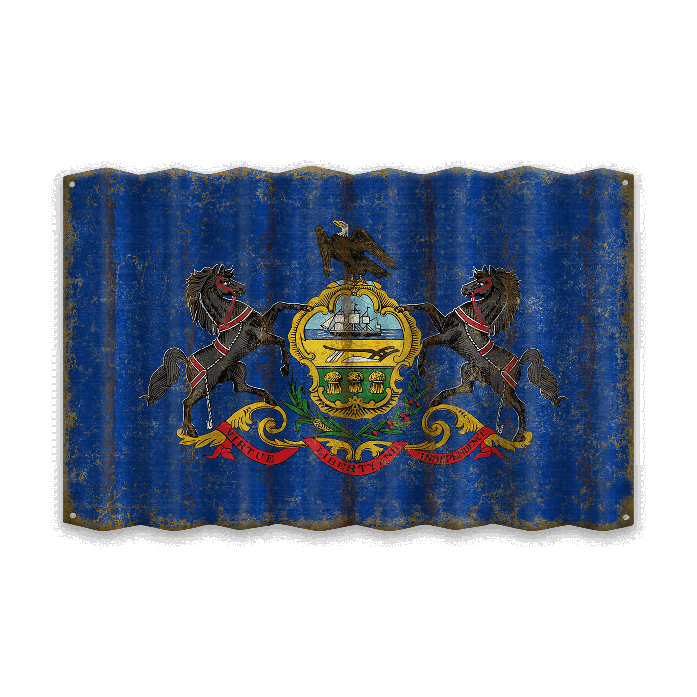 Pennsylvania State Flag - Corrugated Metal Wall Art