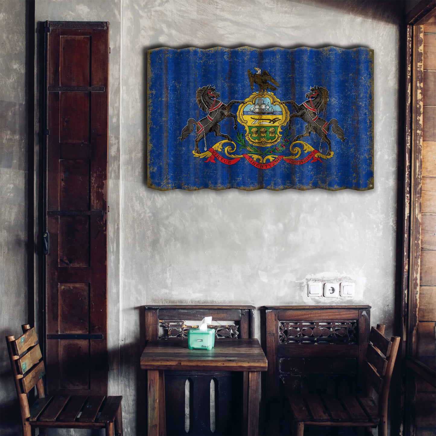 Pennsylvania State Flag - Corrugated Metal Wall Art