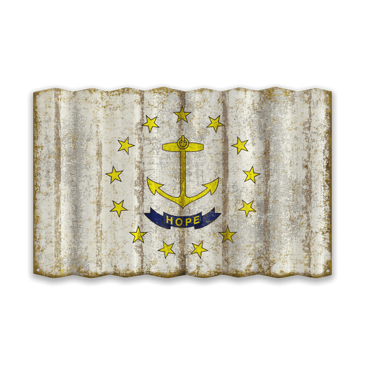Rhode Island State Flag - Corrugated Metal Wall Art