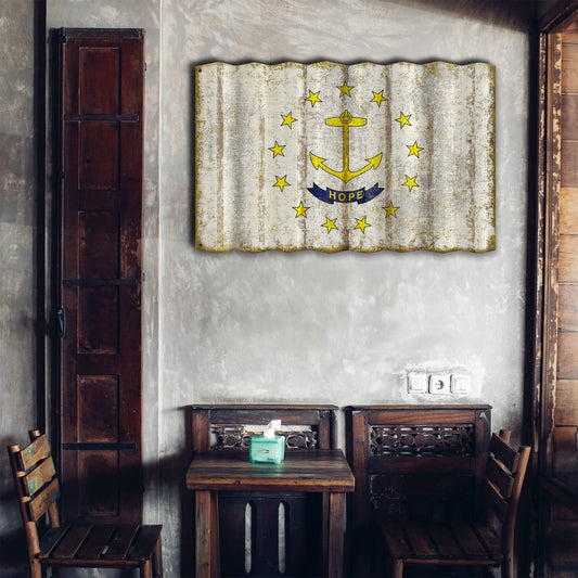 Rhode Island State Flag - Corrugated Metal Wall Art