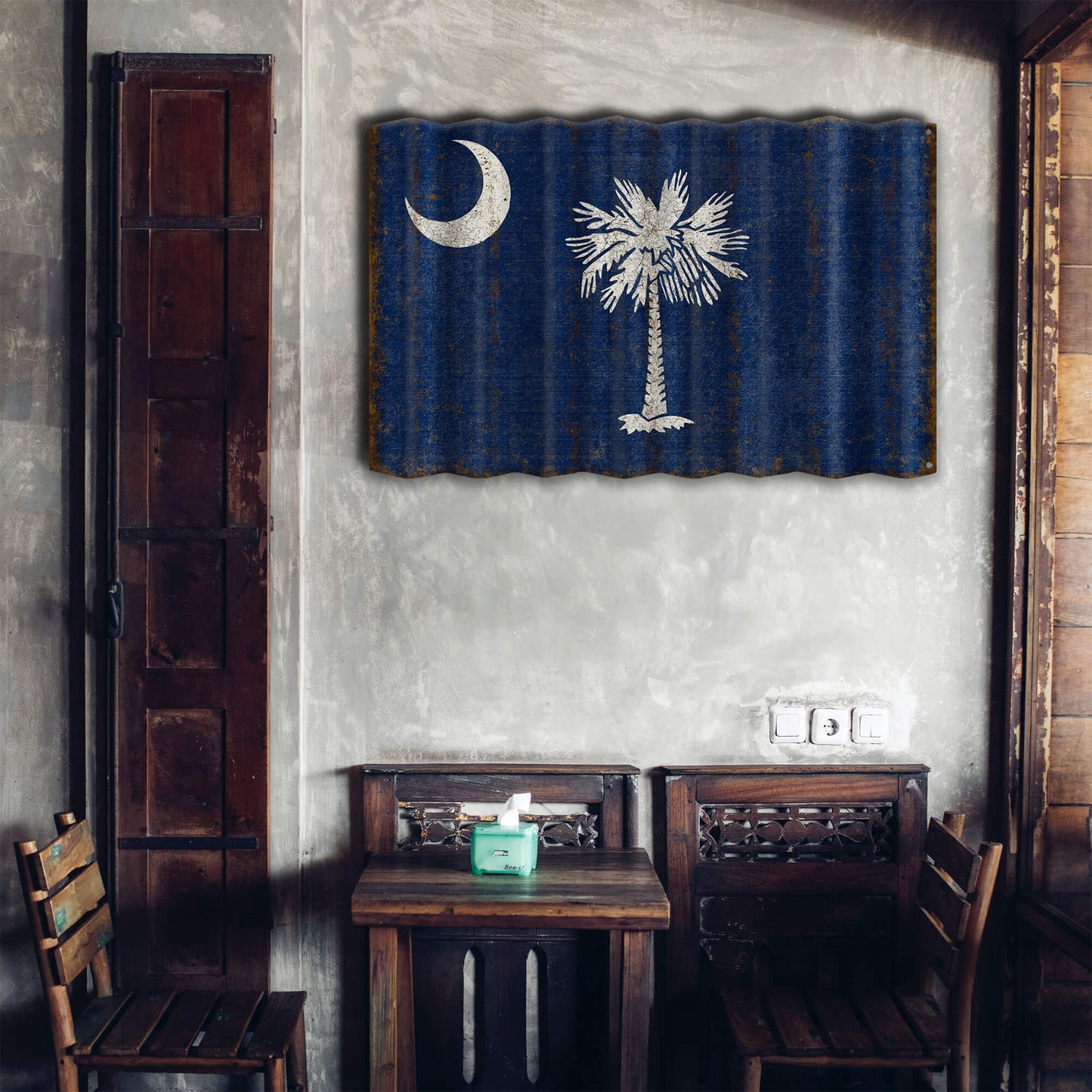 South Carolina State Flag - Corrugated Metal Wall Art