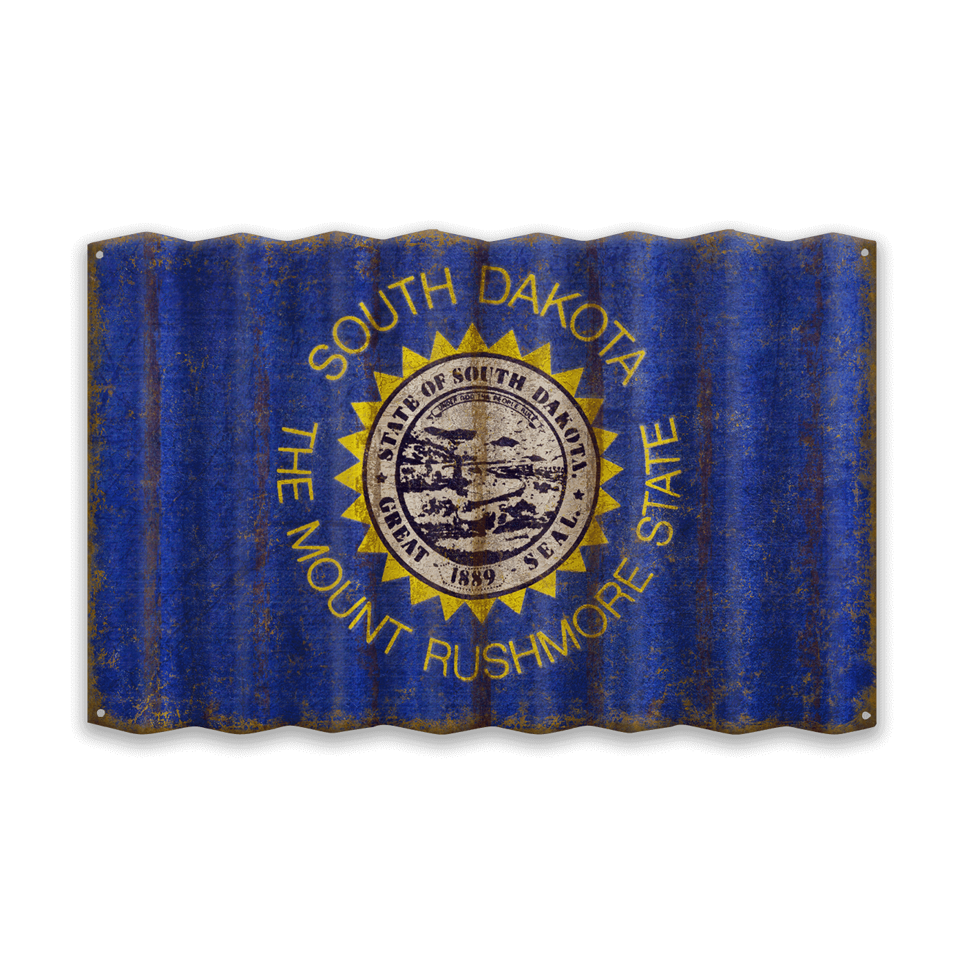 South Dakota State Flag - Corrugated Metal Wall Art
