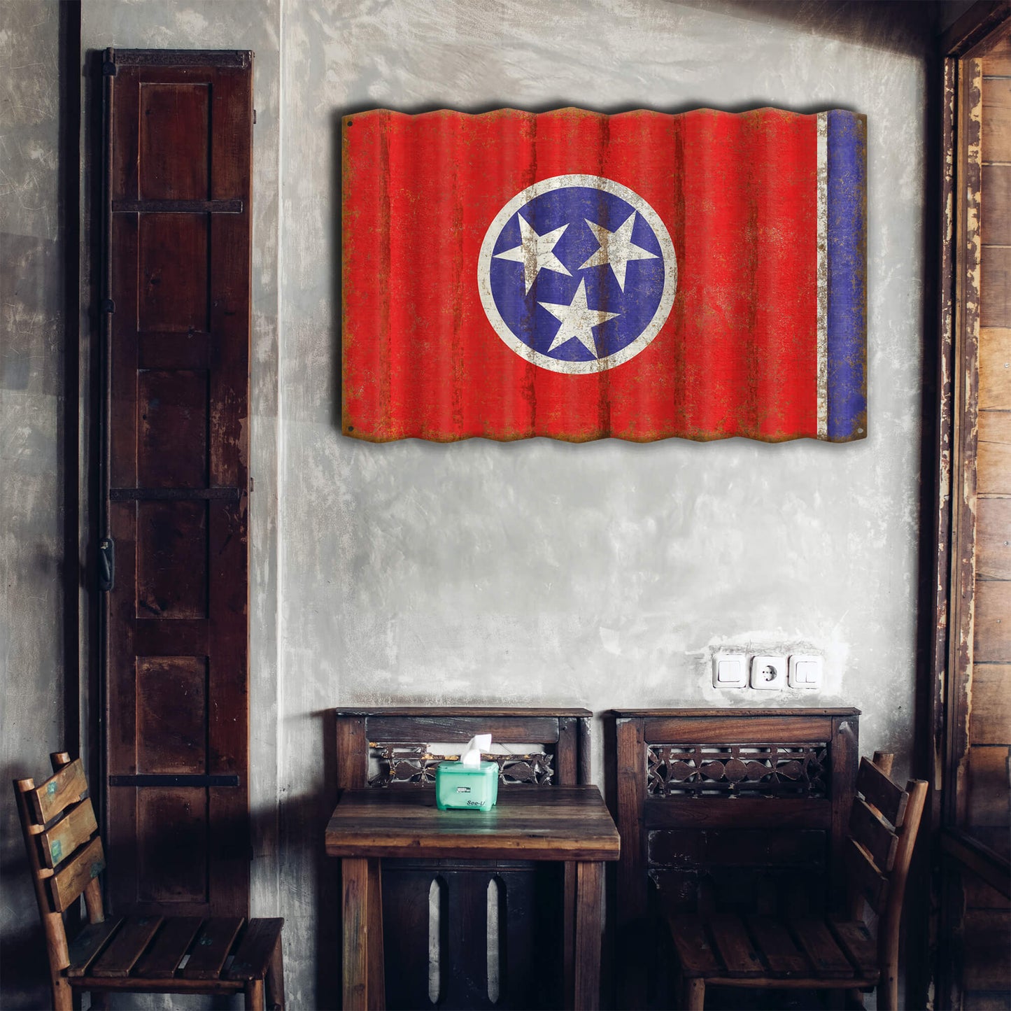 Tennessee State Flag - Corrugated Metal Wall Art