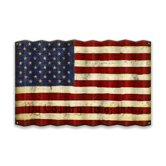 USA Flag: Personalized - Corrugated Metal Wall Art
