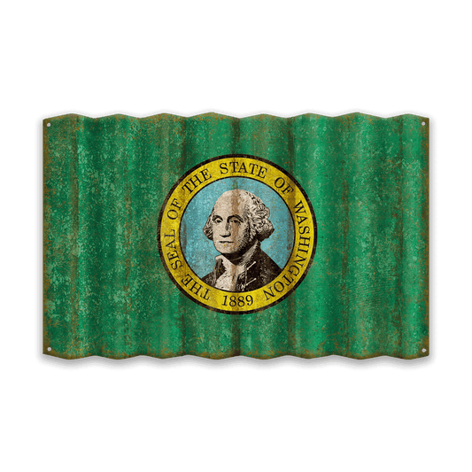 Washington State Flag - Corrugated Metal Wall Art