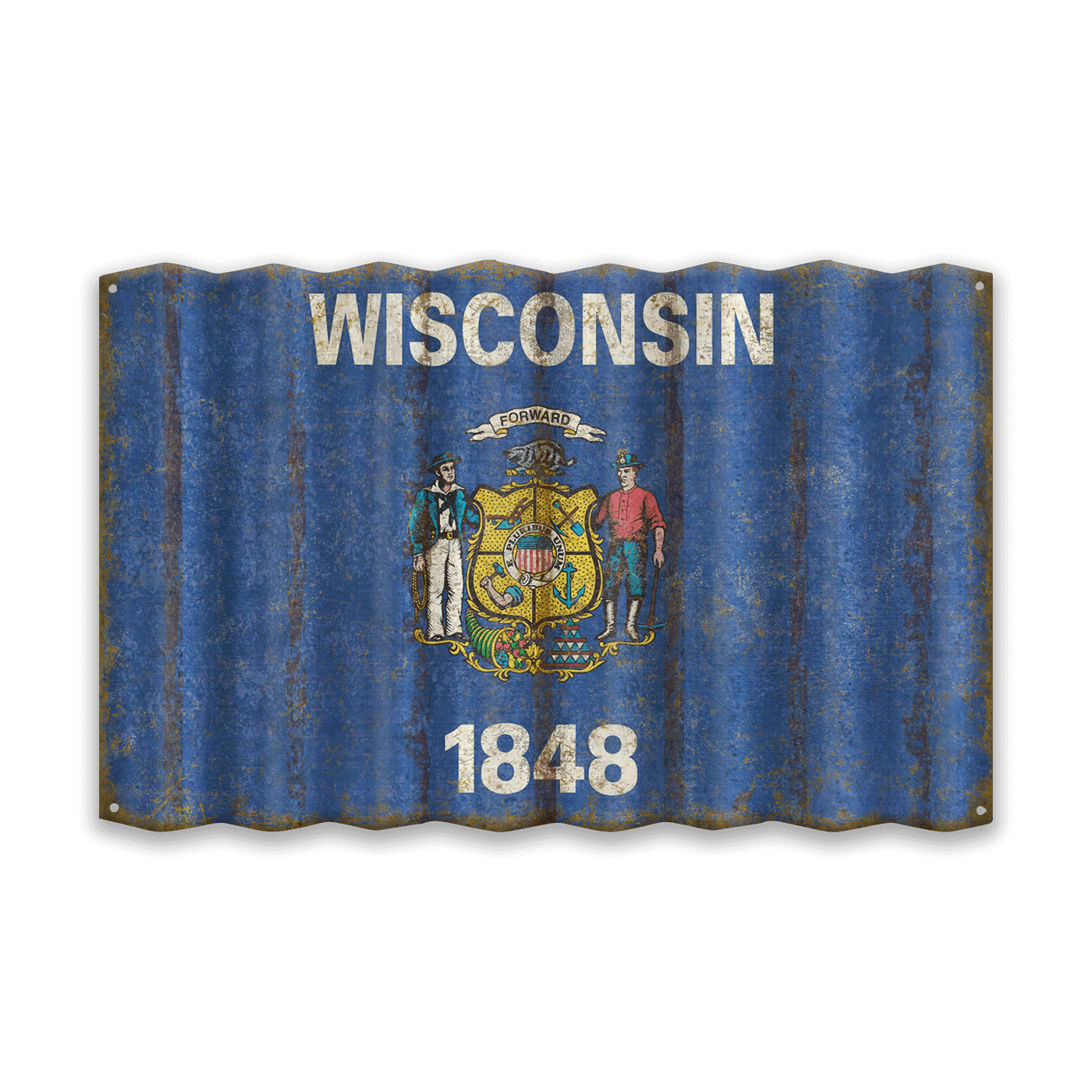 Wisconsin State Flag - Corrugated Metal Wall Art