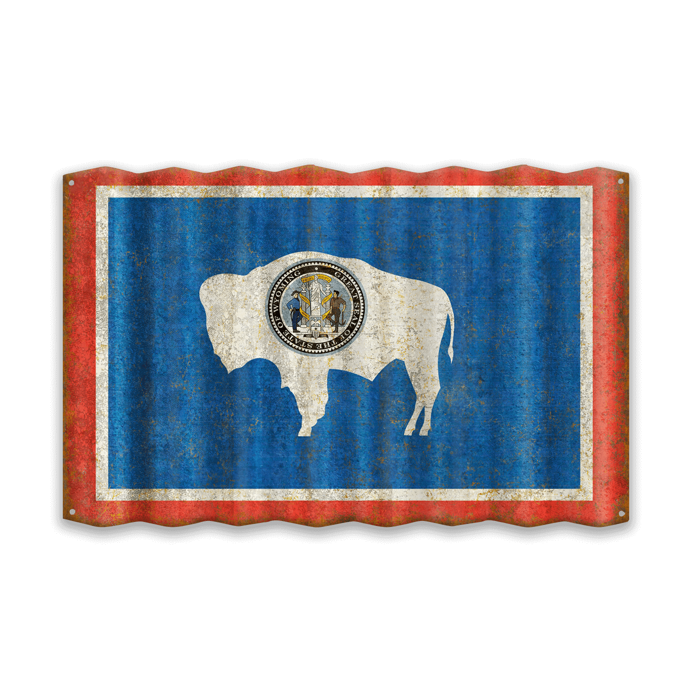 Wyoming State Flag - Corrugated Metal Wall Art