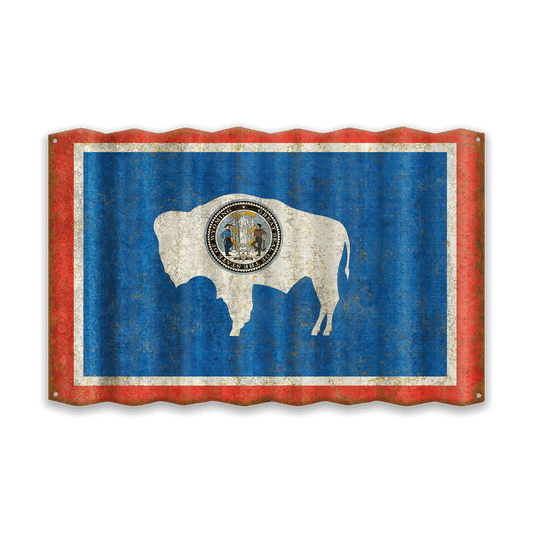 Wyoming State Flag - Corrugated Metal Wall Art