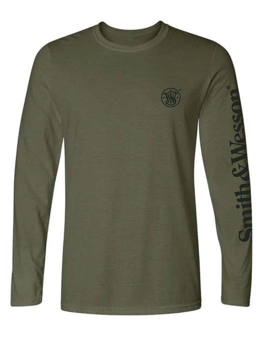 Smith & Wesson® Long Sleeve Tee with Arm Logo in Military Green