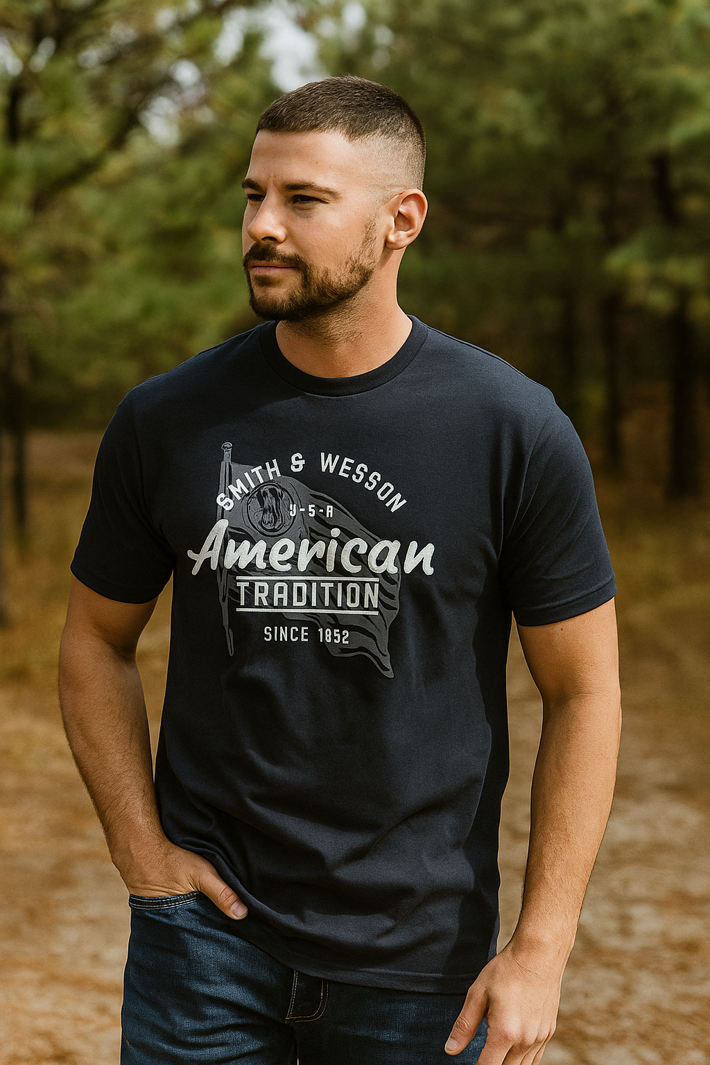 Smith & Wesson® – Classic Flag Tee in Vintage Navy