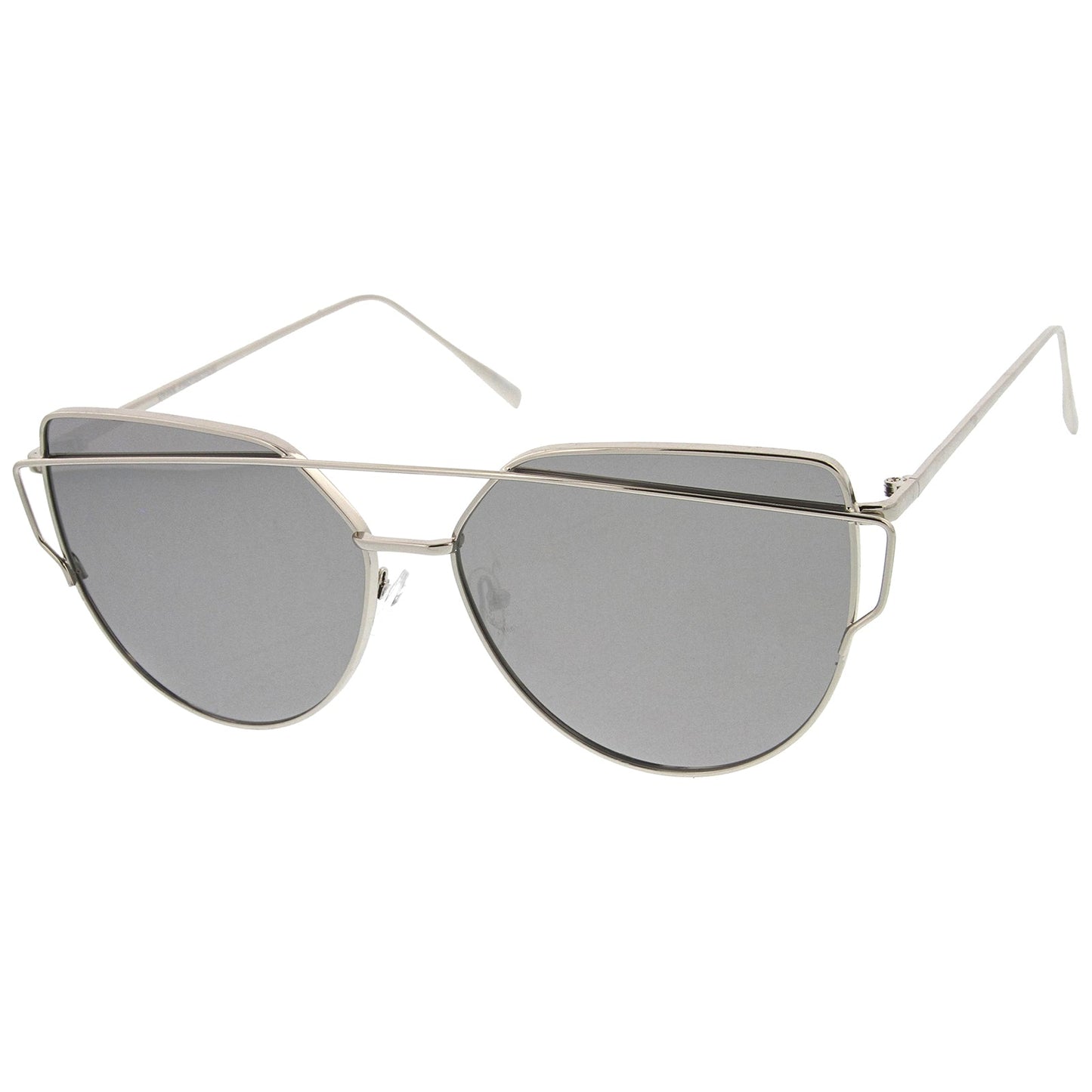 Oversize Thin Cross Brow Mirrored Flat Lens Sunglasses A545