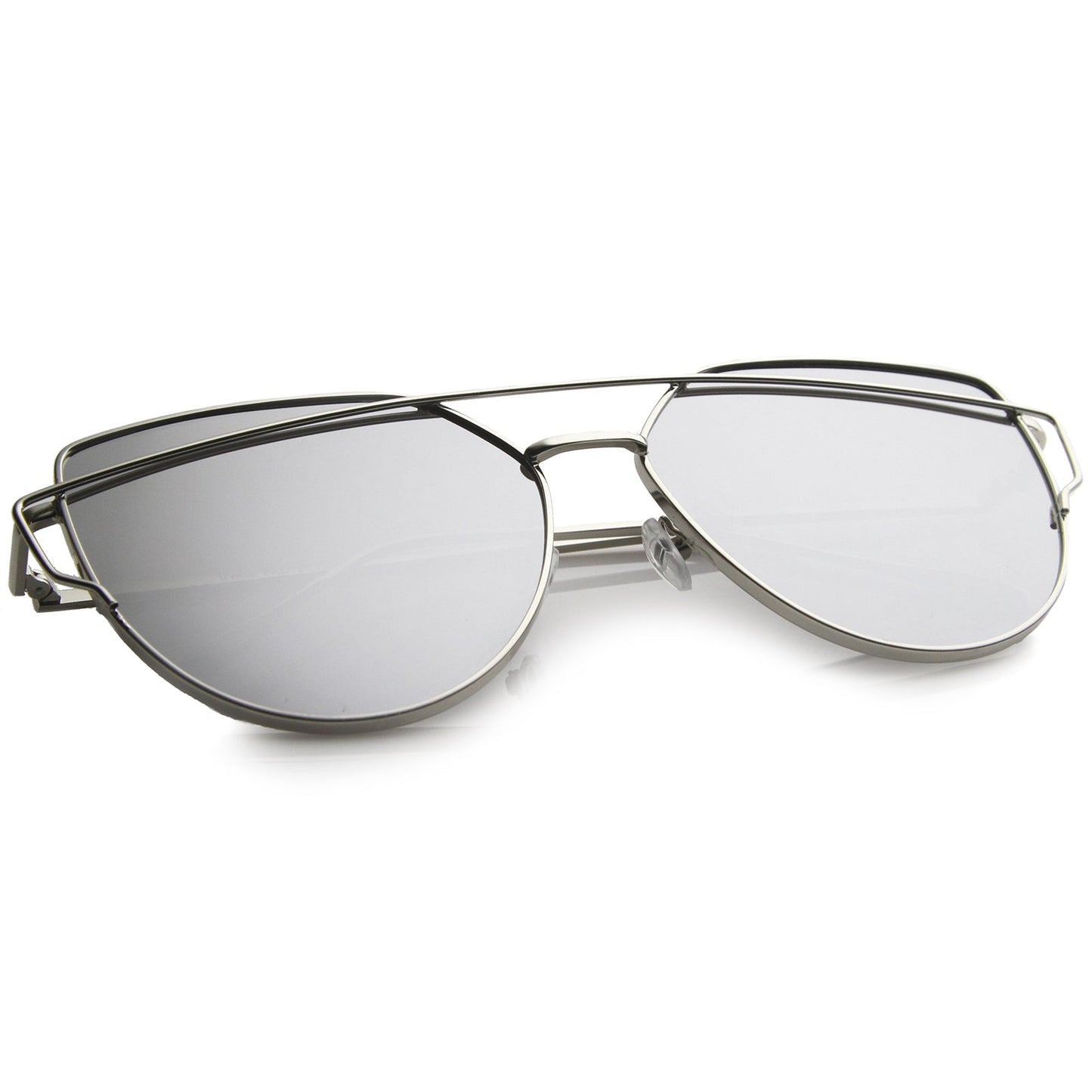 Oversize Thin Cross Brow Mirrored Flat Lens Sunglasses A545