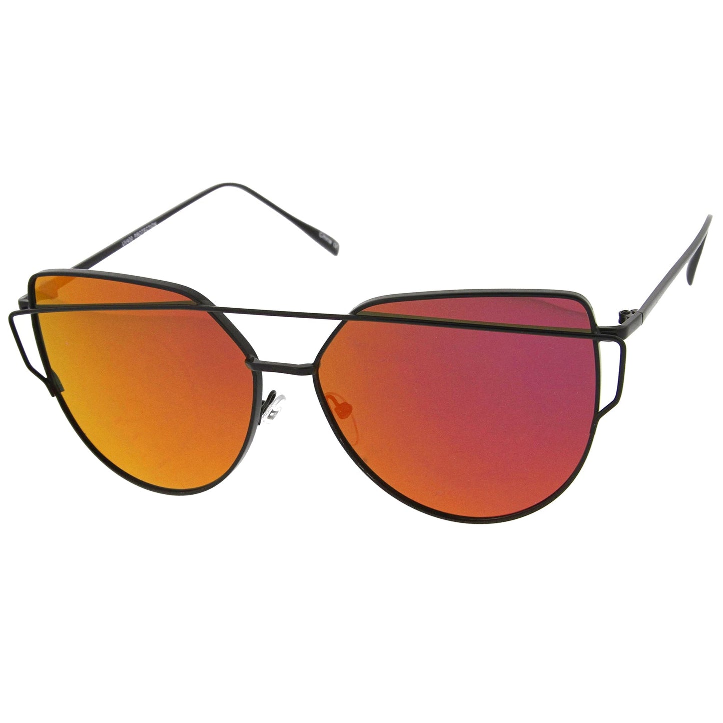 Oversize Thin Cross Brow Mirrored Flat Lens Sunglasses A545