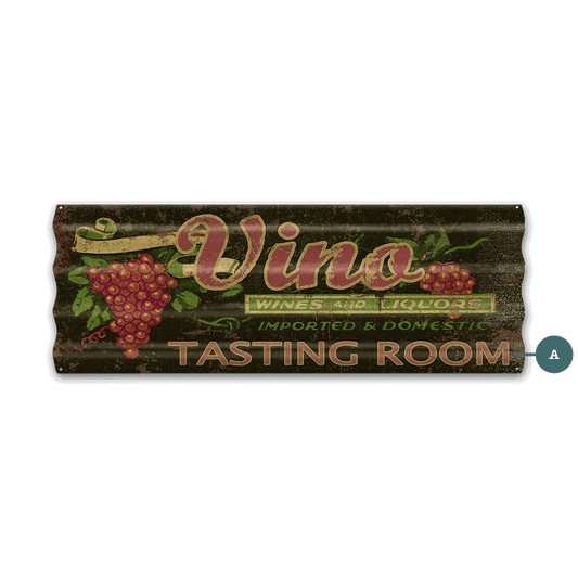 Vino Tasting Room - Corrugated Metal Wall Art