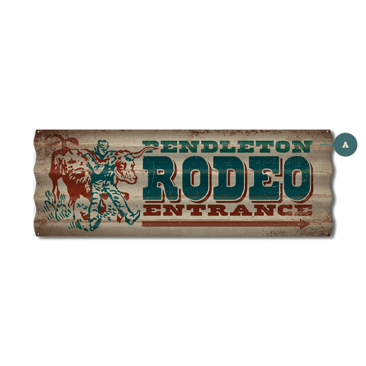 Steer Wrestling Rodeo Entrance - Corrugated Metal Wall Art