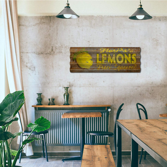 Fresh Squeezed Lemons - Corrugated Metal Wall Art